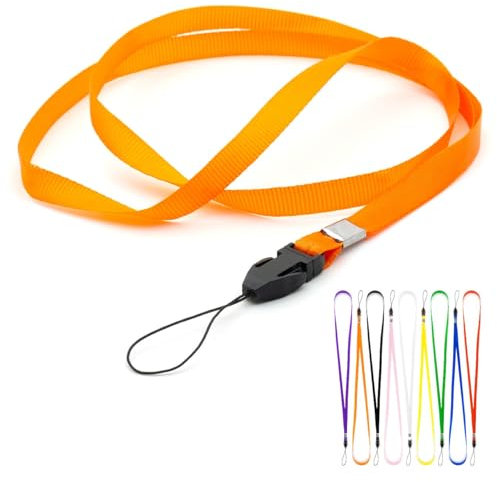 CKB LTD Orange Schlüsselband Ausweiskartenhalter Umhängeband mit Abnehmbare Schlaufe Packung mit 50 Stk