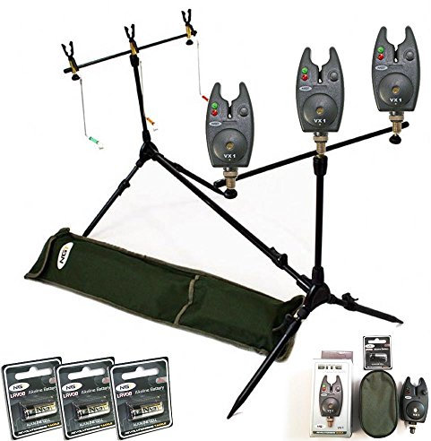Karpfen Angelrute Pod mit Swinger 3 Biss-Alarme + Batterien