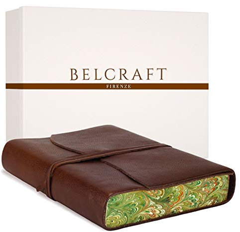 BELCRAFT Venezia Romantica A5 mittelgroßes Notizbuch aus Leder, Tagebuch, Geschenkschachtel inklusive, A5 (15x21 cm) Braun