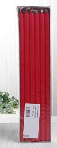 Stabkerzen, 30 x 1,2 cm Ø, 12er-Pack, rubinrot