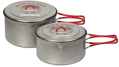 EVERNEW Titanium Ultralight Pot Set, Medium, Red