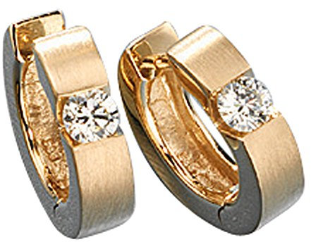 Jobo Damen-Creolen aus 14 Karat 585 Gold mit 2 Diamanten