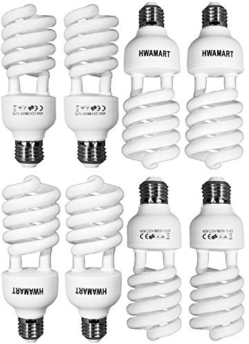 8 x Ampoule 45W 5500K E27 Ampoule Softbox Parapluie Lampe Studio Photo Ampoule Lumière du Jour Vidéo FluoCompacte 220V Photographie Lampe à Economie d'Energie pour Eclairage Quotidienne
