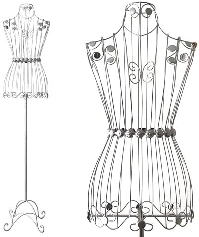 PrimoLiving Metall Schneiderpuppe Bella Donna in Silber-Look - Vintage Kleiderpuppe - ideal als weibliche Schaufensterpuppe oder Kleiderständer - P-00656