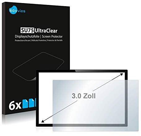 savvies 3 Pellicola Protettiva per PC touch panel con 3,0 Pollici (7.6 cm) [60 x 45 mm, 4:3] (6 Pezzi) Schermo Protettivo Ultra Trasparente