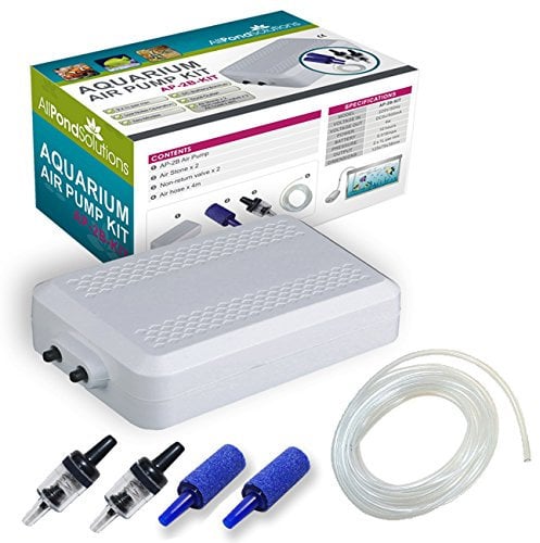 AllPondSolutions Aquarium Battery Back-up Air Pump for Fish Tank, Coldwater or Tropical, 2 Outlets Ultra Quiet Oxygen Pump, for a Fish Tank up to 120L