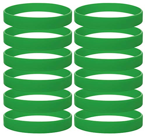 GOGO 12 Pièces Ensemble de Bracelets en Silicone pour Adulte - Bandes en Caoutchouc Assorties, Bijoux Cadeaux, Sport - KellyGreen