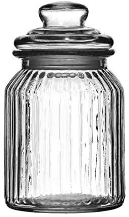 Premier Housewares Rundes VorratsGlas, geriffelt, 990 ml