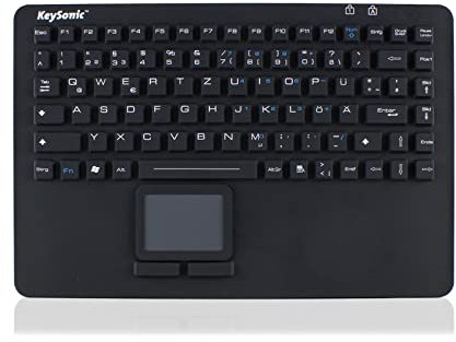 KeySonic KSK-5230 Iudustrietastatur Silikontastatur mit Touchpad deutsches Layout wasserdicht staubfest antimikrobisch IP68 NEMA 4X schwarz