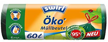 Swirl Müllbeutel 60l mit Zugband anthrazit VE=8 Stück
