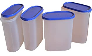 Tupperware Modular Mates - Juego de 4 recipientes ovalados de plástico, 2,3 litros, 4 piezas, multicolor