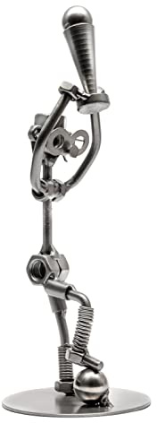 STEEMO Schraubenmännchen Fußball Pokal Cup Geschenk Metall-Kunst Deko 9x9x24 cm
