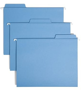 Smead FasTab 64099 Hängeregister, 1/3-Schnitt, integrierte Registerkarte, Briefgröße, Blau, 20 Stück pro Box