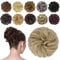 FESHFEN Haarteil Mit Gummiband, Dutt Haarteil Haargummi Mit Haaren Gelockt Haardutt Synthetisch Haar Haarverlängerung Pferdeschwanz Haarteile für Damen Mädchen, Blasses Aschblond 38g