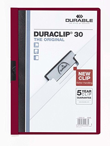 DURABLE Hunke & Jochheim Klemm-Mappe DURACLIP Original 30,Hartfolie, bis 30 Blatt, transparent/aubergine