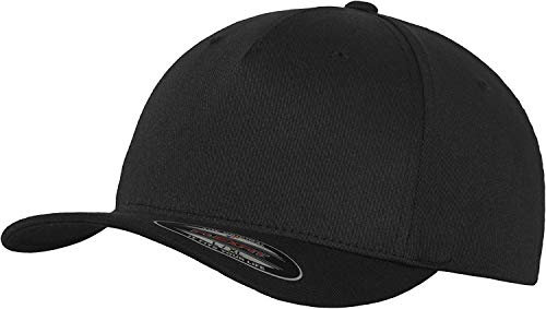 Flexfit 5 Panel Baseball Cap - Unisex Mütze, Kappe für Herren und Damen, einfarbige Basecap, rundum geschlossen - Farbe black, Größe S/M