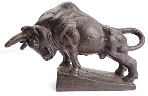 Skulptur Figur Stier großer Bulle Eisenfigur Bronze - Optik Börse Deko Schreibtischdeko Banker
