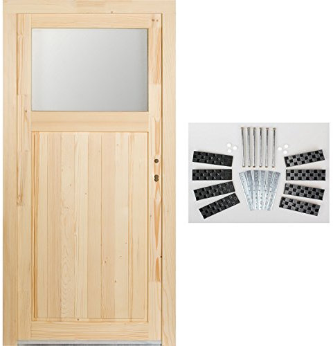 kuporta Fichte Holz Nebeneingangstür Modell Treysa Kellertür 98 x 198 cm DIN links mit Montage-Set