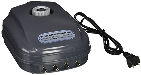 SUN YT-304 18 LPM Aquarium Air Pump with 4 Outlets, 8.5W, 120 Gallon Grey