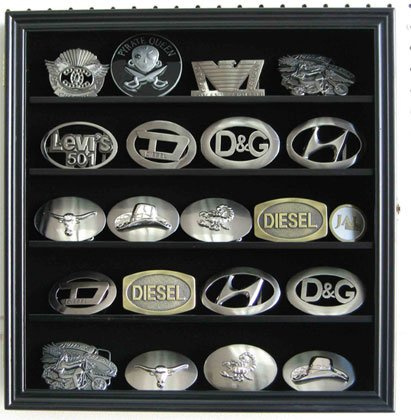 DisplayGifts 7,6 cm Gürtelschnalle Vitrine Wand Schatten Box Schrank Glastür BCLC01-BLA klein schwarz