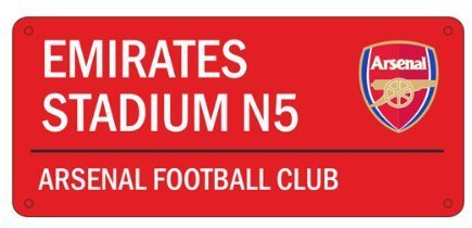 Official Football Merchandise Metallic Sign Street Sign Design for Football Stadium 40cm x 18cm Arsenal