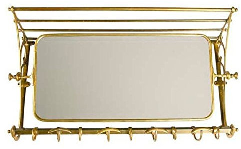 Französische Luxus Wandgarderobe mit Spiegel Messingfarben Edelstahl Garderoben Halter Mod Strasbourg - Garderobe Antik Stil Barock Jugendstil Hotel, Cafe Restuarant Möbel