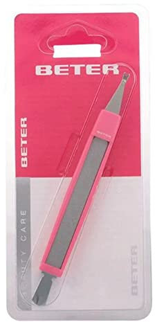 Beter - Cortacutículas con empujapieles y lima - 12 cm - 1 unidad, colores surtidos
