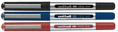UNI-BALL Eye Micro UB-150 Lot de 3 [1 x noir, 1 x bleu, 1 x rouge]