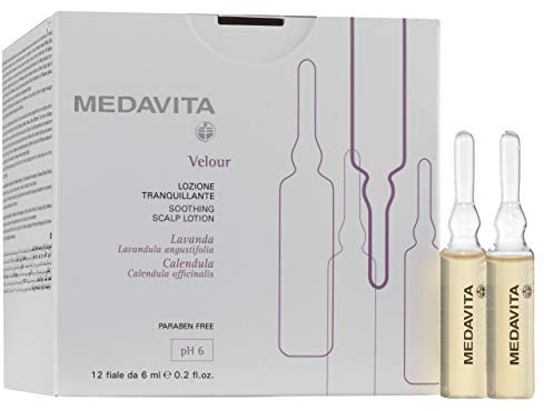 Medavita | Velour Lozione Tranquillante 12 Fläschchen x 6 ml, Haarlotion für empfindliches Haar, pH 6, Made in Italy