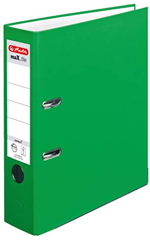 Herlitz 11416294 Ordner maX.file protect A4, 8 cm mit Einsteckrückenschild, 5er-Packung, FSC Mix, hellgrün