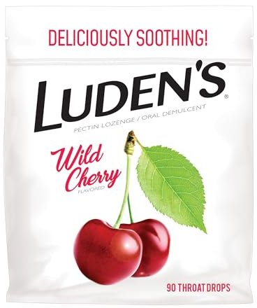 Luden's Wild Cherry Cough Throat Drops | Soothes Your Throat & Tastes Great | 90 Drops | 1 Bag
