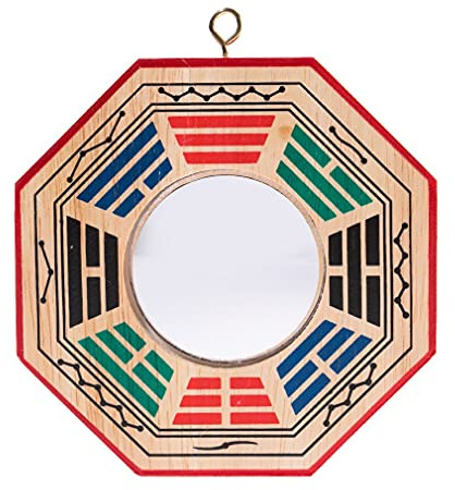 lachineuse – Bagua-Schutz Feng Shui – Konvexspiegel – Dekorationsobjekt aus Holz – 10,5 x 10,5 x 1 cm – Mehrfarbig – Feng-Shui-Traditionen – Asiatische Geschenkidee
