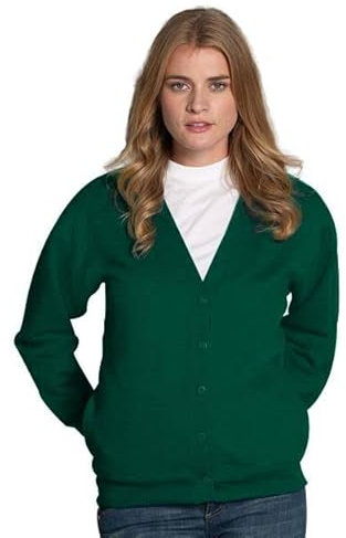 Miss Chief Ladies Fleece Cardigan Long Sleeve Sweatshirt - Warm & Thick! (Sizes: S, M, L, XL, XXL) Bottle Green