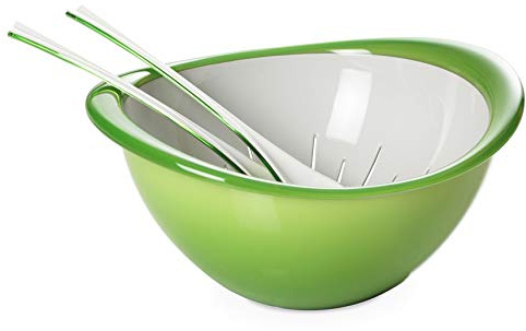 OMADA Set Insalatiera e Colapasta con Posate, in Plastica Resistente 26cm | Set Completo per Lavare e Servire Insalate, Include Posate da Insalata, Lavabile in Lavastoviglie, Collezione Trendy