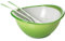 Omada Design Bol passoire et couverts à salade (3 pièces), 26 cm de diamètre, ergonomique et par le design innovant, intérieur blanc et bord extérieur coloré, Ligne Trendy,Vert