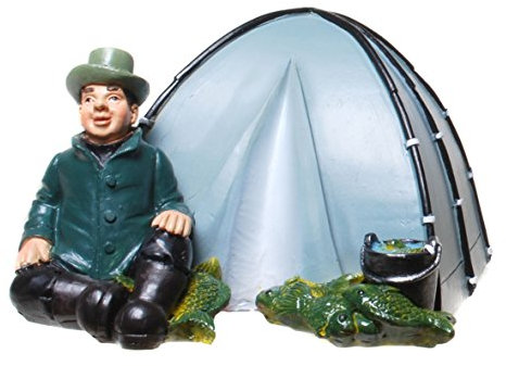 o wunderschöne Spardose,Sparbüchse Angler mit Zelt