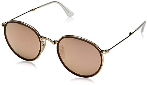 Ray Ban Unisex Sonnenbrille Round Folding, Gr. Medium (Herstellergröße: 51), Gold (Gestell: Gold, Gläser: Kupfer Flash 001/Z2)
