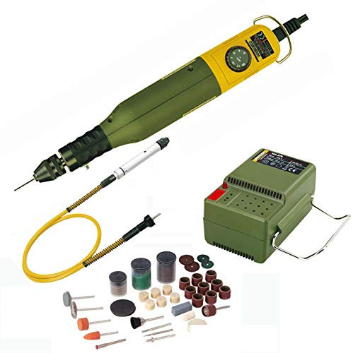 PROXXON MICROMOT Multitool / Bohr- und Fräsgerät 60 EF (Nachfolger 50 EF) Set mit Drehzahlsteuerung und Schnellspannbohrfutter - inklusive Netzgerät, PROXXON Biegewelle 110/BF mit Bohrfutter und 105-tlg. SILVERLINE Zubehörset