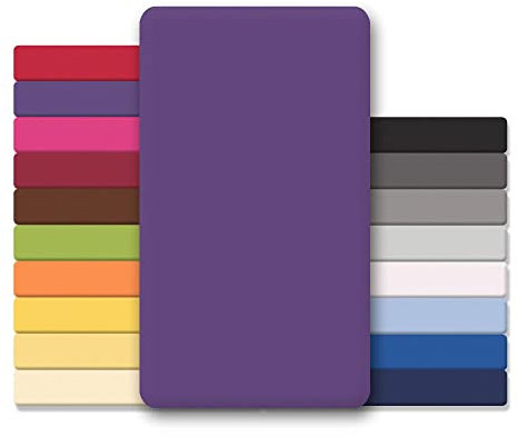 CelinaTex Jersey Topper Spannbettlaken Lucina 200x200-200x220cm lila 100% Baumwolle gekämmt bis 12cm Matratzenhöhe Spannbettbezug, Leintuch, Bettlaken, elastisch, Strech, Oeko-Tex