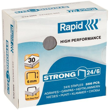 Rapid® Heftklammer, STRONG, 24/6, verzinkt (5.000 Stück), Sie erhalten 1 Packung á 5000 Stück