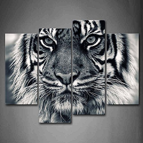 Schwarz und Weiß Brutalität Tiger mit Eye Staring und Bart Art Wand Bilder Kunstdruck auf Leinwand Tier die Bild für Home Moderne Dekoration