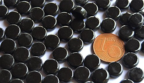40g Mini Mosaiksteine glänzend rund 8mm schwarz ca. 90-100 St.