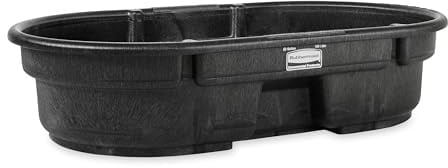 Rubbermaid Commercial Products Stock Tank, 50-Gallons, Structural Foam, Heavy Duty Container, for Livestock/Animal/Cattle Feed & Water, Outdoor Homemade Pool/Hot Tub/Bathtub, & Pet Cleaning/Dog Wash