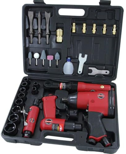 Neilsen CT1091 33pc Air Tool Kit with 1/4in Die Grinder 1/2in Ratchet Wrench 150mm Hammer 1/2in Impact Wrench 90psi 300Nm Torque 22000rpm 1/4in Inlet