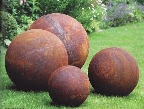 Rostikal Rost Deko Vollkugel Ø 30 cm Edelrost Gartendeko Vintage Metall Deko Kugel