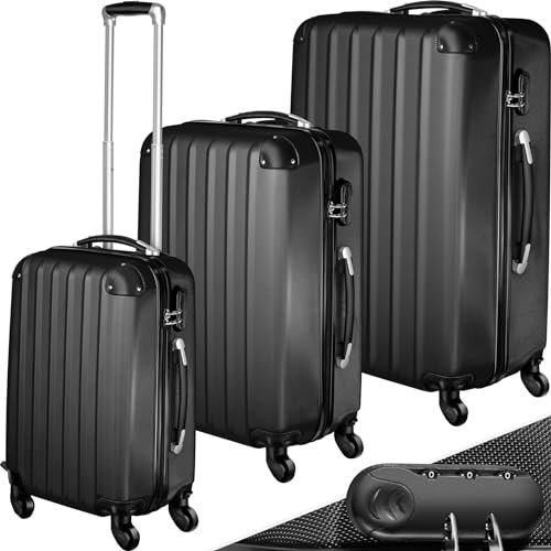 TecTake® Set de Valise de Voyage 3 Tailles Valise Grande Taille Valise Cabine Petite Valise Sacs de Voyage Valise Maternité ABS avec roulettes Pivotantes 360° Cadenas Poignée télescopique