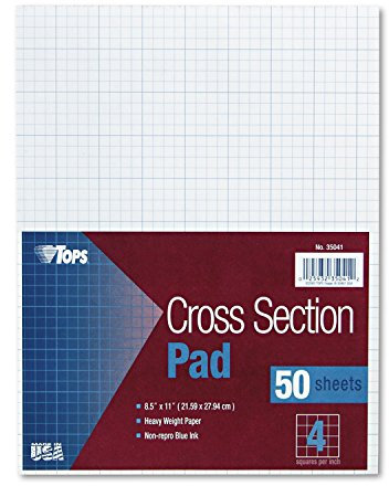 Tops 35041 Kreuzschnittblock, 1 Block, 4 Quadrate, Buchstabengröße, weiß, 50 Blatt/Block, 1 Block