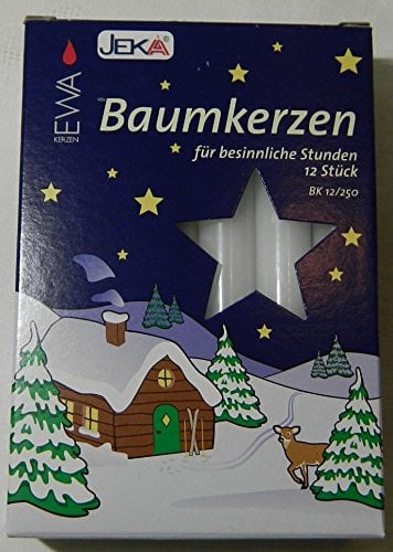 Ewa-Jeka Baumkerzen weiss 15x125 mm 12 Stück im Pack Markenqualität BK 12/250 [Unparfümiert]