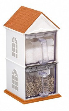 Vogelhaus-Getreide und Gewürze Pfannen – Haus mit zwei Schubladen mit Dach