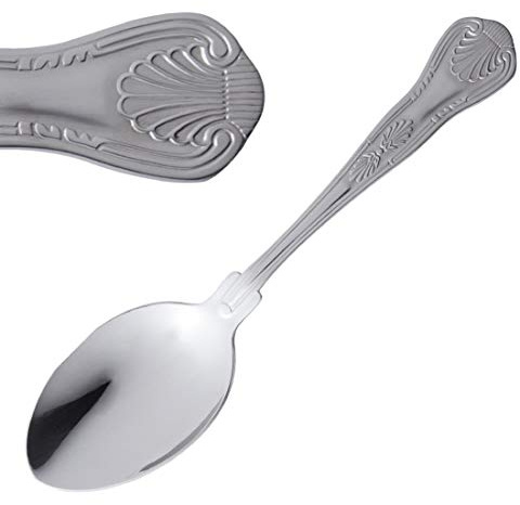 Olympia Kings Service Spoon 18/0 Stainless Steel 202mm, Pack of 12 | Classic cutlery design with a high-shine polished finish, ideal for busy commercial restaurants and catering venues.